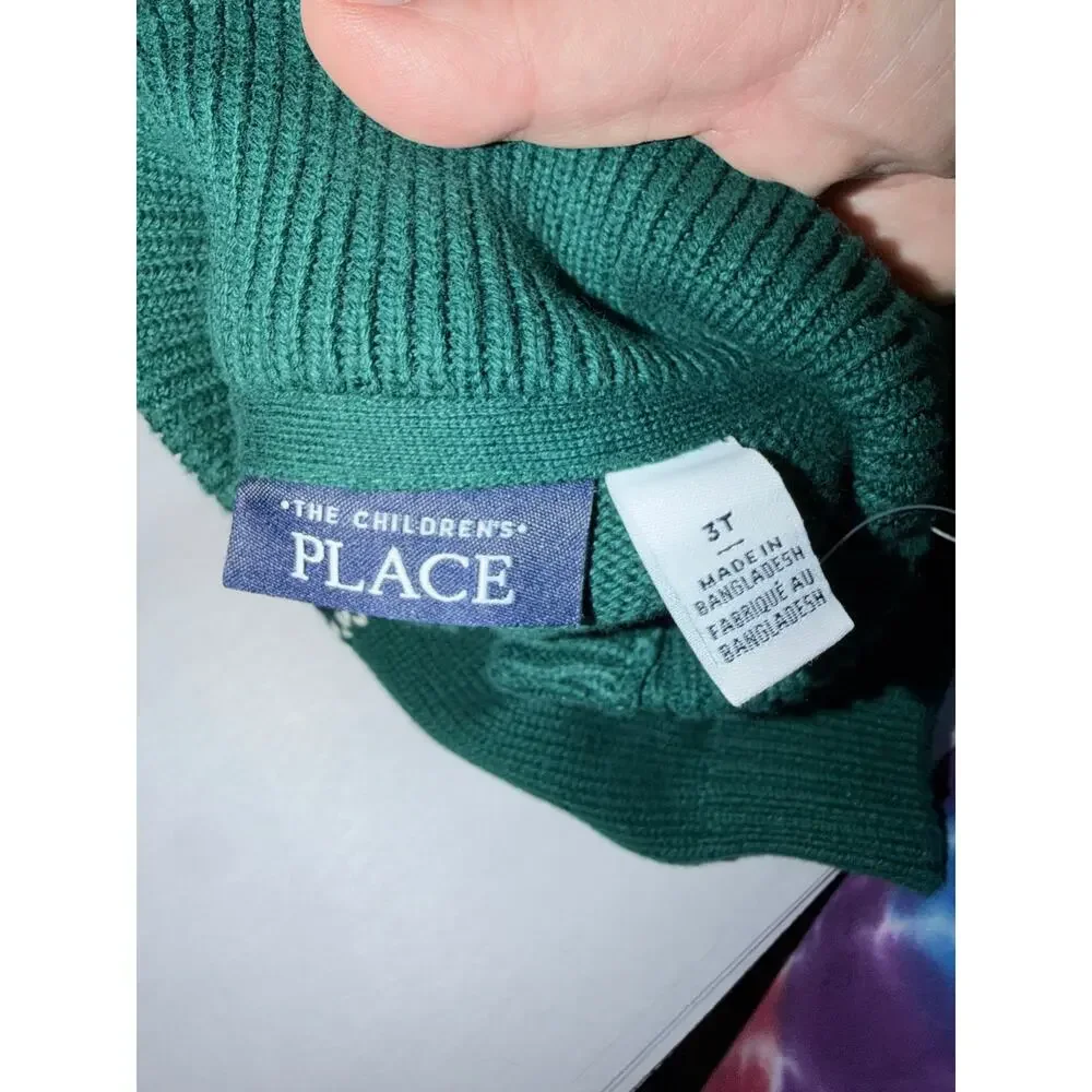 NWT toddler boys green sweater 3T button collar Choo Choo trains 100% cotton